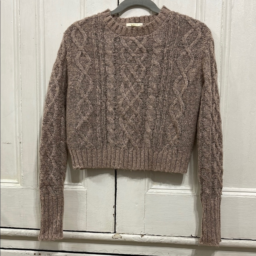 Forever 21 Cable Knit Brownish Pink Cropped Sweater